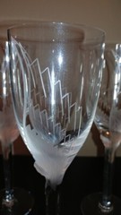 Lalique France Vintage Crystal-4- Angel Wing wine glases -signed- 8in hgt