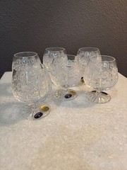 Vintage 1992 Czechoslovakia Bohemia Crystal Brandy Snifters Set of 6 Original Bo