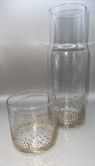 Fitz&Floyd Vintage Gold Luster Tumble Up 2-Piece Gold Dots Water Carafe RETIRED