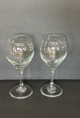 SET OF 2 Classic Wine Glasses Clear Stemmed Goblets Drinking Glasses 7” Barware