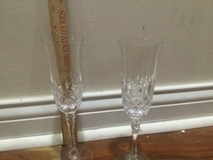 2 Towle King Richard Champagne Flute Glasses 8.75″ Crystal Vintage Toast CHIPS