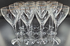 (12) Lenox Encore Gold Wine Glasses Set Elegant Crystal Clear Swirl Stemware Lot