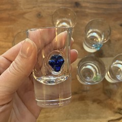 Set of 6 SALVIATI Crystal Vodka Shot Glasses with Colorful Faces ~ Unique!