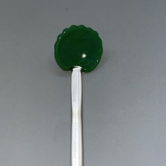 Vintage Mid-Century Modern Jadeite Green & Crystal Glass Spoon c.1945