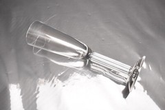 Baccarat Lyra Crystal Clear Column Stem Champagne Flute Glass Toasting 9″ Tall