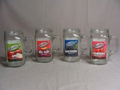 4 BLACKBURN’S Jelly Empty Glass 18 Oz Handled Drinking Jars