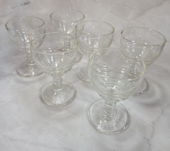 Vintage Clear Glass Sherbet Dessert/ Cups Set of 6 | Ribbed Optic Glass Stemware