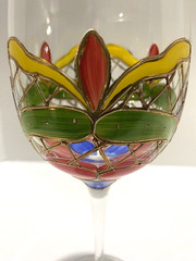 Orleans Romanian Crystal Wine Glasses 4 Colorful Hand-Painted Stained Glass