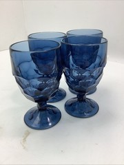 Set Of 4 Viking Georgian Bluenique Water Goblets 6-1/4″ 10-12oz Free Shipping