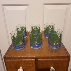 Vintage Dayton Hudson Trees And Water Minimalist Rocks Drink Glasses Set Of 6