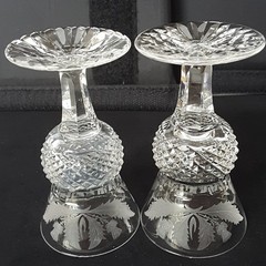 Edinburgh Crystal Thistle Cordial Glasses SET OF TWO Scotland Cut Crystal 3-1/2″