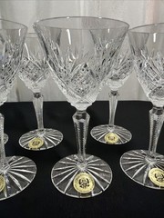 Vtg. House Of Global Art W. Germany Hand Cut Lead Crystal Claret Glass Set Of 6