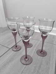 Set 4 Mikasa Sea Mist Amethyst Frosted Stem Wine Glasses 8 1/2”