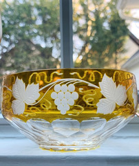 72-Piece Bohemian Crystal Water, Champs, Bowl & Plate Set w/Grapevine Motif