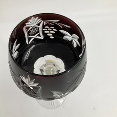 Vintage Imperlux Germany Burgundy Cut to Clear Crystal Goblet Dark Red Excellent