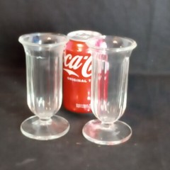 Set of 2 Vintage Pressed Glass Footed Parfait Narrow Flute Glasses Thick EUC