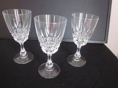 3 Waterford 6″ Crystal Pompadour Stemmed Water Glasses