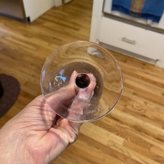 Pier 1 Purple Crackle 12 fl oz Wine Glasses Hand Blown 8 7/8″ set 2 Discontinued