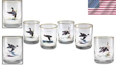 Set of 4 Ned Smith Waterfowl Old-Fashioned Glasses//