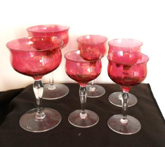 Vtg Rose Lustre by West Virginia Glass Specialty 4 Liquor Cocktail & 2 Champagne