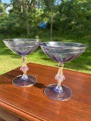 Antique 19th Century Salviati Murano Glass Cocktail Coupe Glasses Gold Fleck