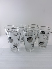 Set Of 6 Libby Tumbler Glasses Silver Leaf