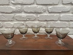 Mid Century Swedish Crystal Gulli Ingrid Smoke Glasses Set Of 5, Cocktail