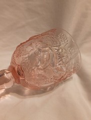 Vintage L.G. Wright Glass Madonna Inn Pink Wild Rose Water Goblet 6.5″
