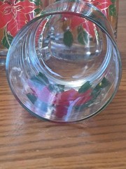 Culver Vintage 4 Christmas Poinsettia with Gold Trim & Frosted Signed High Ball