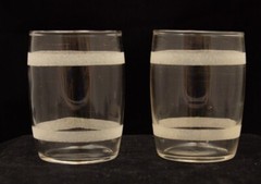 Set of 4 Vintage Anchor Hocking 4.5oz Water Juice Glasses Clear White Stripes
