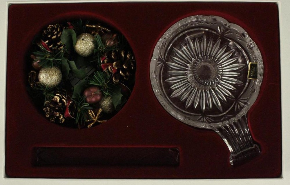 MODERN ONEIDA Crystal SOUTHERN GARDEN Chamberstick Candle Floral Ring Christmas