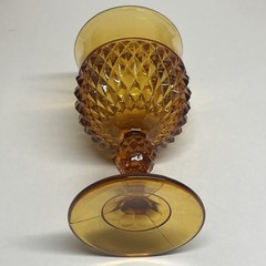 1960’s Diamond Point By Indiana Glass Amber Water Goblets Set Of 5