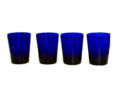 4 Libbey Flare Cobalt Blue Old Fashioned Glasses – Vintage 14 oz Excellent