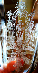 Vtg Set 8 LA FLEURE YELLOW 4.75″ Etched FOOTED TUMBLERS Glass TIFFIN FRANCISCAN