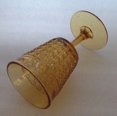 EAPG 1898 McKee & Bros Hobnail/Cane Amber Goblet