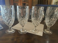 Godinger Shannon Crystal Ice Tea Glasses Etched Wheat Flower Stephanie (4) 14oz