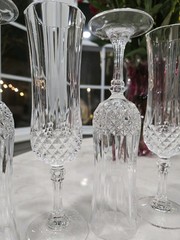 CRISTAL D’ ARQUES Longchamp Crystal Champagne Flutes 8″ Set Of 4 FRANCE