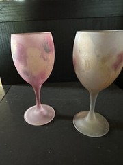 Rueben Nouveau Art Glass France Hand Painted Sherry Or Port Glasses Set Of 2