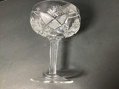 Crystal Etched with Stars & Fans Sherbet/Champagne Glasses Set of 3