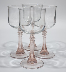 Vintage Cristal D’Arques Pink Spiked Stem Water Wine Goblets Glasses Set of 4