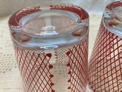 Lot of Two Vintage Red Cross Hatch 3 Inch Rocks Glasses – GUC