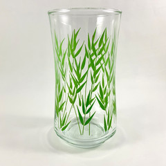 Vintage Libbey St. Clair Green Bamboo Leaf Glasses Set of 6