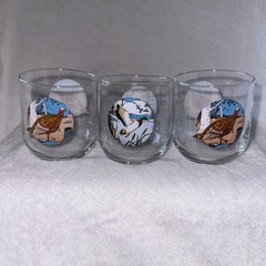 Vintage Set Of 3 On The Rocks Glasses With Turkey/Duck Designs
