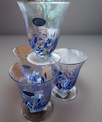 10oz MURANO Italy White Crystal Cocktail Tumbler Wine Goblet Parfait—Confetti