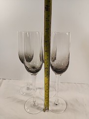 Set Of 4 Pier 1 Smokey Grey Crackle Glass Champagne Flutes Glasses Discontinued