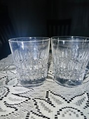 Bayel Double Old Fashioned Glass Vertical Horizontal Cuts 14oz 4in ~ 2 Piece Set