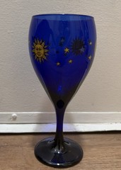 Libbey Glass Company Celestial Cobalt Blue Sun Moon Stars Water Goblet