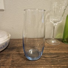 Vintage Hand Blown Blue Highball Glass – 6″ Weighted Base – Artisan Swirl Pontil