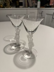 Crystal Frosted Nude Male Bacchus Cordial Liqueur Glass Figural Set of 2 – Taper