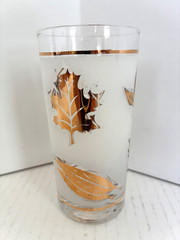 Replacement Libbey Gold Leaf Foliage 10 Oz Tumbler Glass Frosted